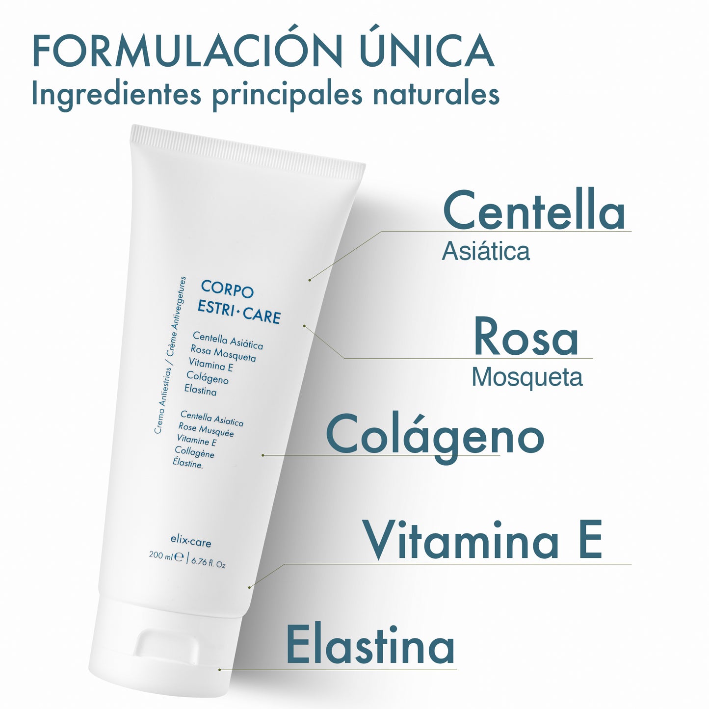 CORPO ESTRI·CARE - Crema Antiestrías con Colágeno, Elastina, Vitaminas E y B5