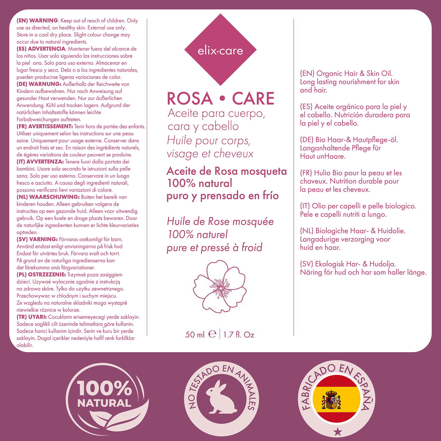 ROSA·CARE | aceite de rosa mosqueta 100% natural