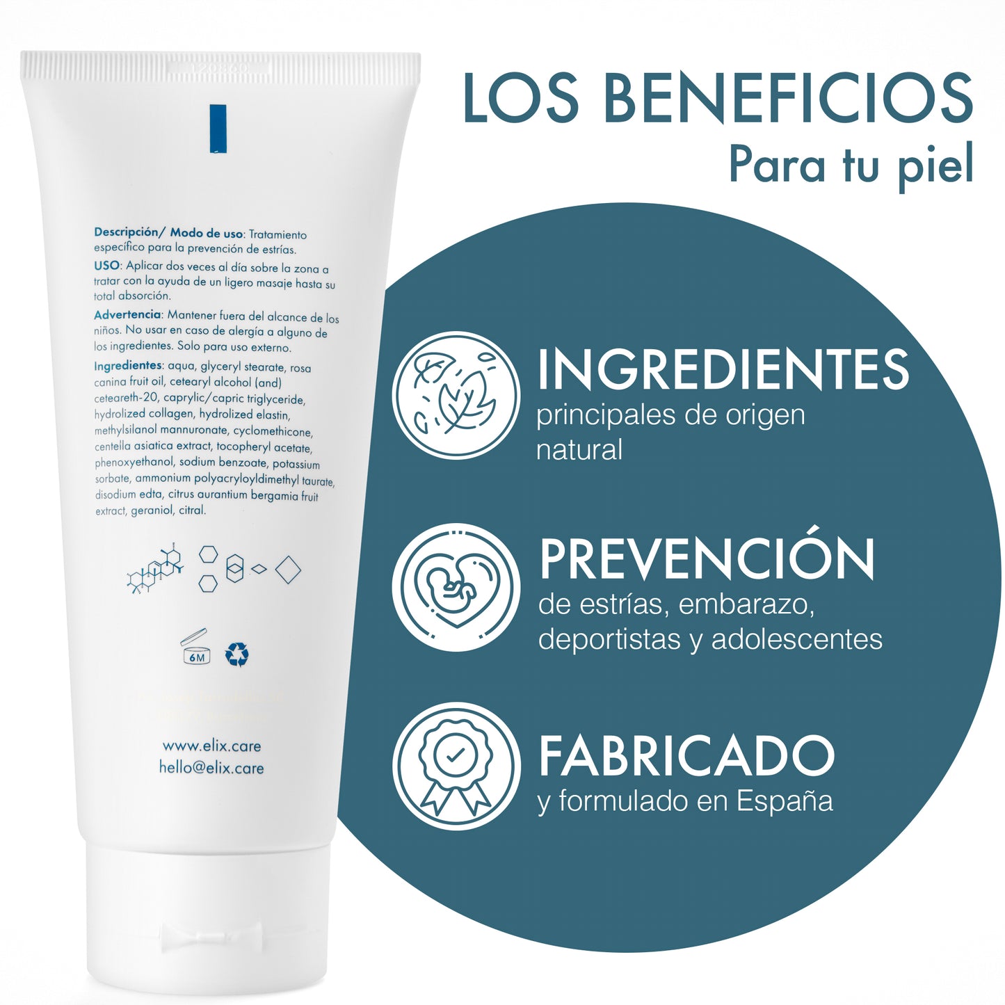 CORPO ESTRI·CARE - Crema Antiestrías con Colágeno, Elastina, Vitaminas E y B5