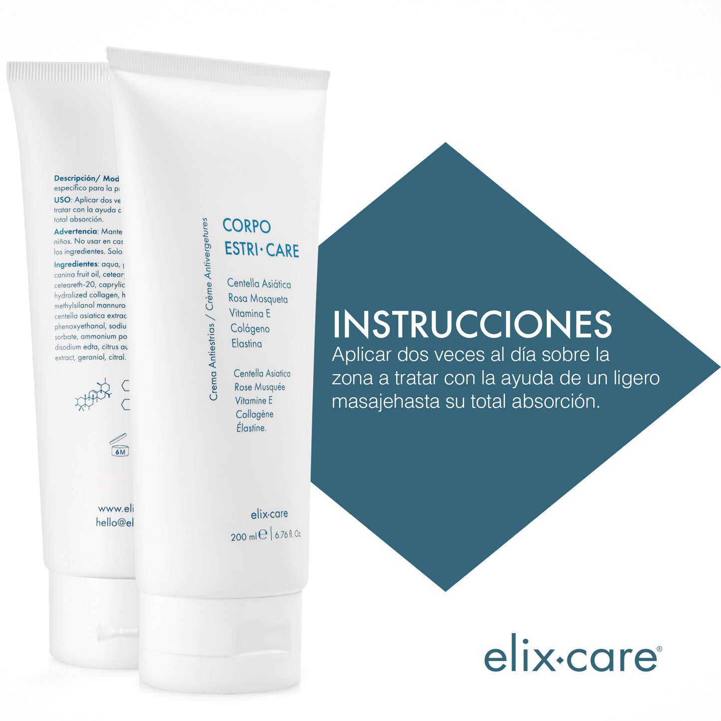 CORPO ESTRI·CARE - Crema Antiestrías con Colágeno, Elastina, Vitaminas E y B5