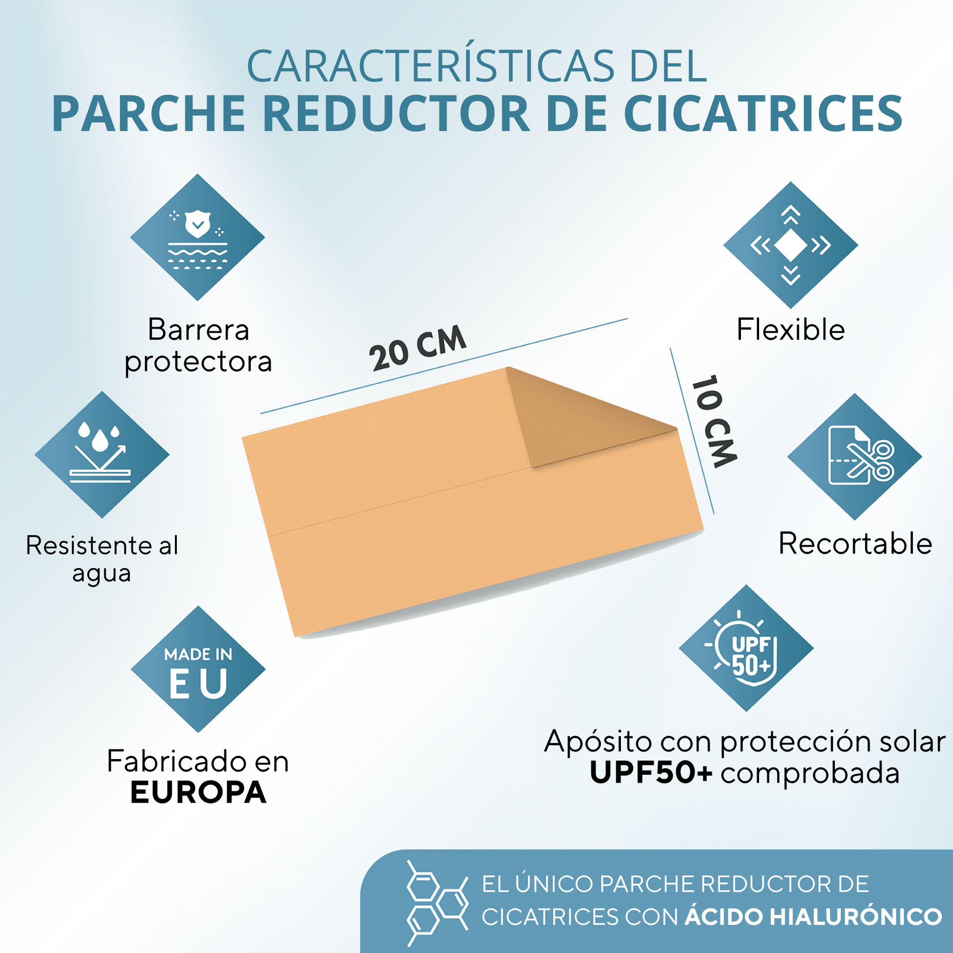 parches reductores de cicatrices con ácido hialurónico